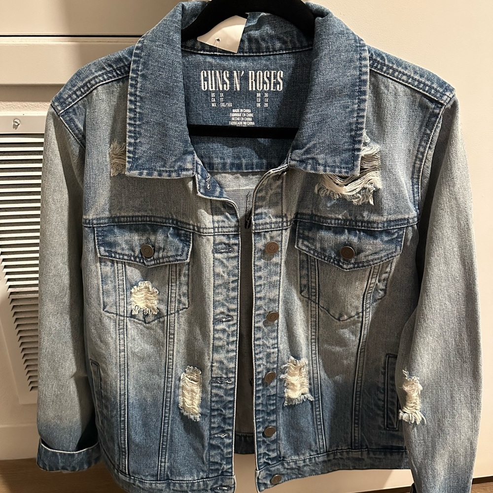 Guns N Roses Distressed Jean Jacket - Picture 2 of 3